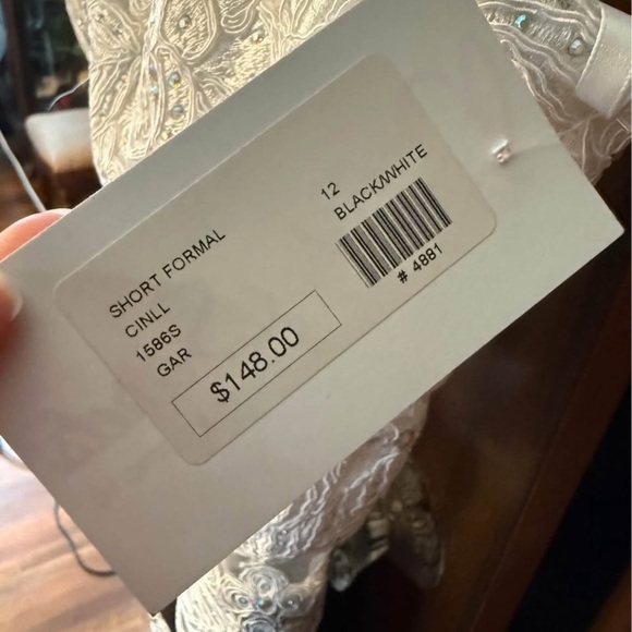 Elegant Lace Black and White Dress - Picture 4 of 6